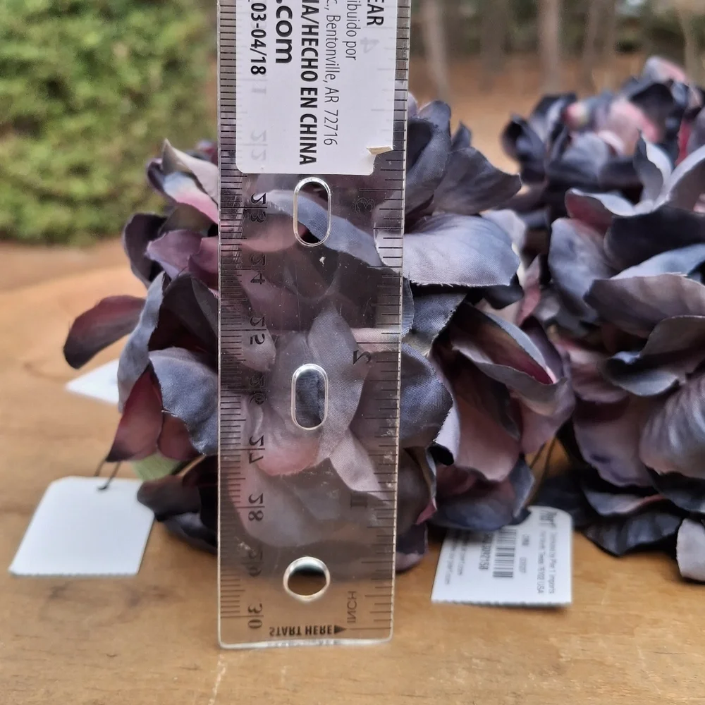 New Vintage Set Of 6 Pier 1 Pink Dark Purple Artificial Hydrangea Napkin Rings